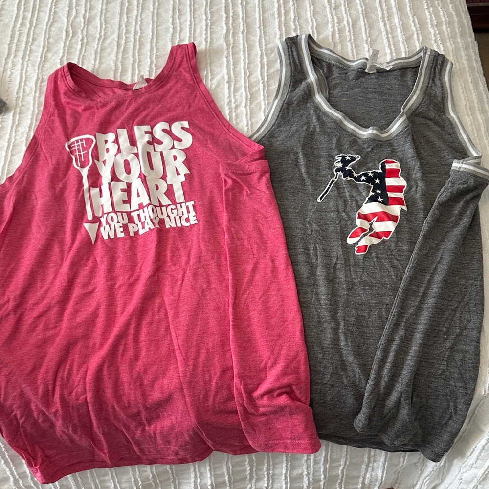 Women's Sleeveless Lacrosse Tops - Pink and Gray